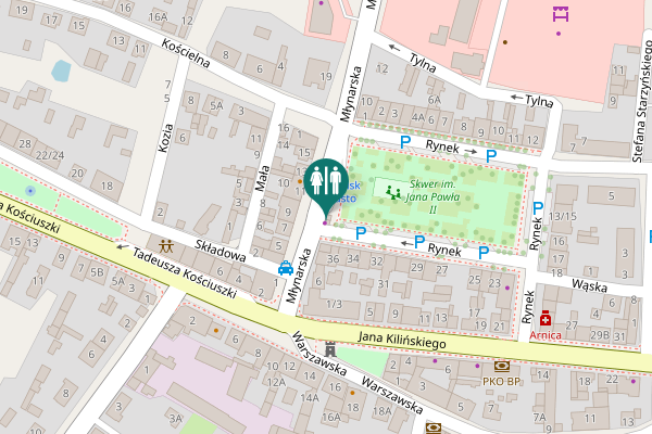 Map showing location of Nasielsk Toilet