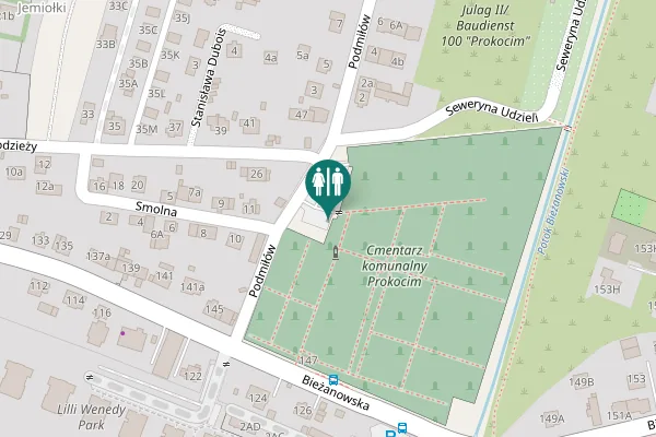 Map showing location of Podmiłów Toilet