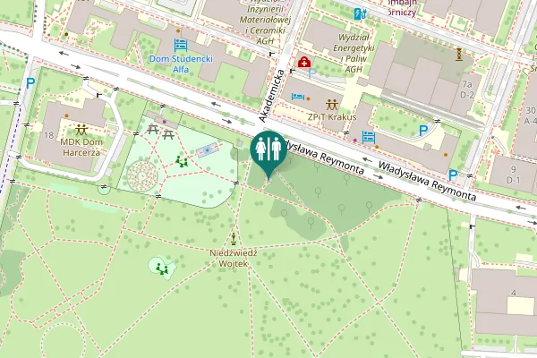 Map showing location of Władysława Reymonta Toilet