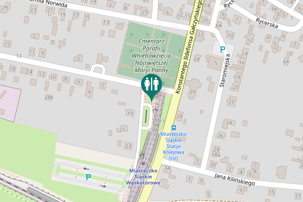 Map showing location of Górnicza Toilet