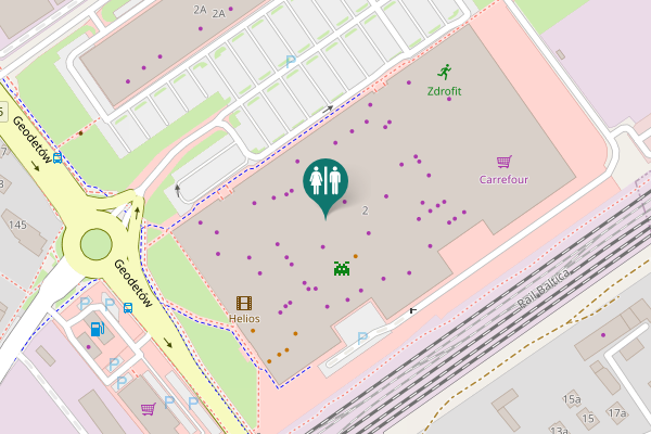 Map showing location of Geodetów 2 Toilet
