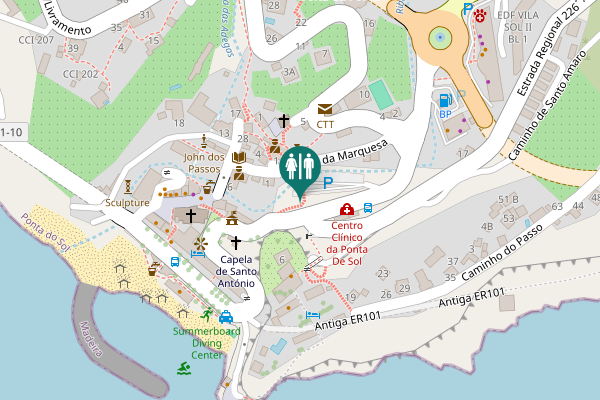 Map showing location of Estrada do V Centenario Toilet