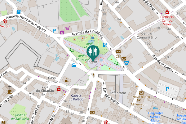 Map showing location of Estátua de Santa Beatriz da Silva