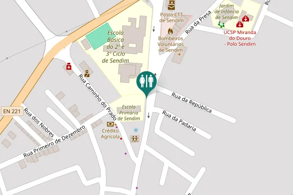 Map showing location of Área Residencial de Sendim Toilet
