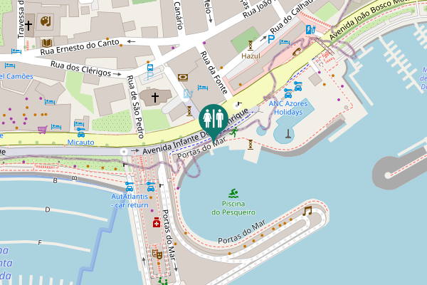 Map showing location of Portas do Mar Toilet