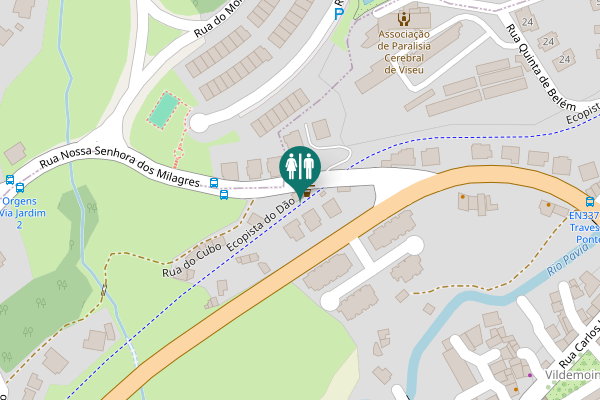 Map showing location of Ecopista do Dão Toilet