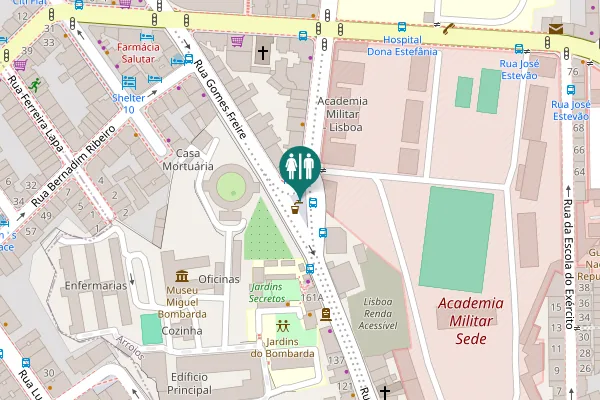 Map showing location of Rua de Dona Estefânia Toilet