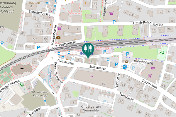 Map showing location of Bahnhofplatz 1 Toilet