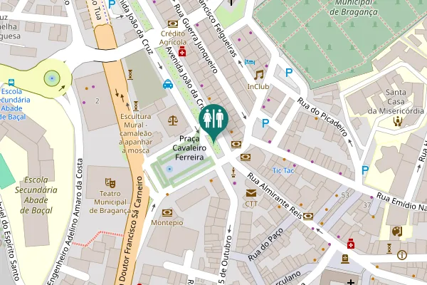 Map showing location of WC Sanitários Públicos