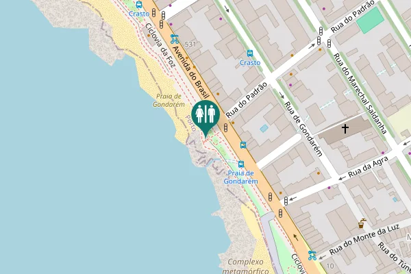 Map showing location of Ciclovia da Foz Toilet