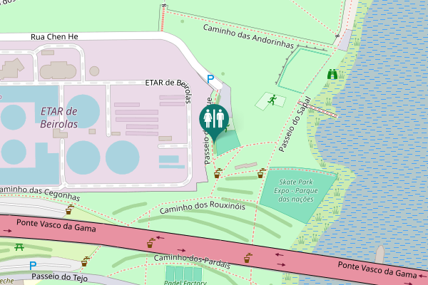Map showing location of Passeio do Parque Toilet