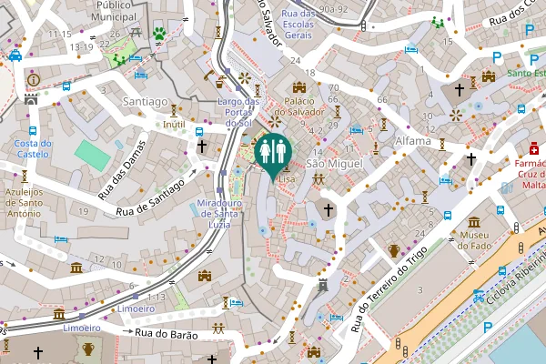 Map showing location of Beco da Corvinha Toilet