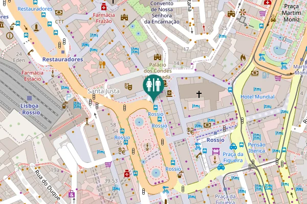 Map showing location of WC Público Automatizado