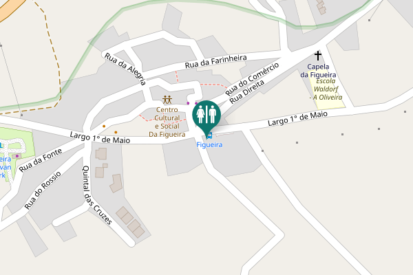 Map showing location of Largo 1° de Maio Toilet