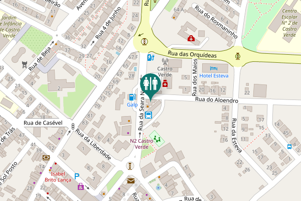 Map showing location of Rua do Aloendro Toilet