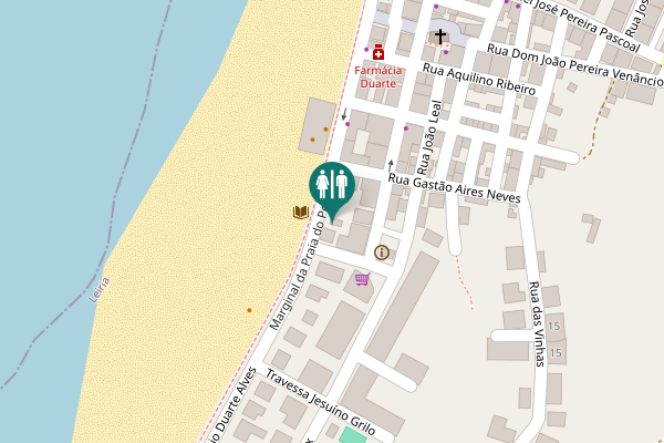 Map showing location of Avenida Sociedade Defesa e Propaganda da Praia do Pedrógão Toilet