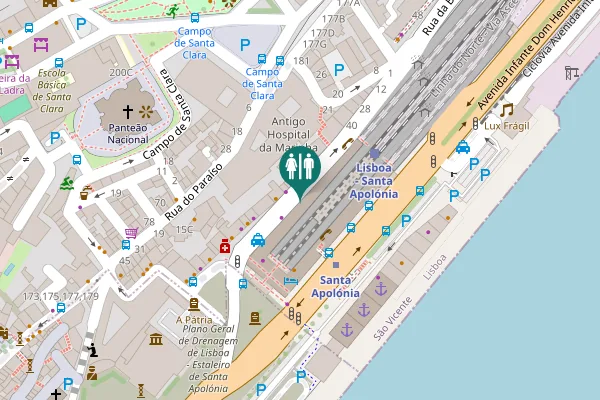 Map showing location of Rua dos Caminhos de Ferro 72-74 Toilet