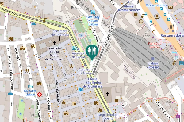 Map showing location of Rua das Taipas Toilet