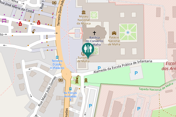 Map showing location of Alameda da Escola Prática de Infantaria Toilet