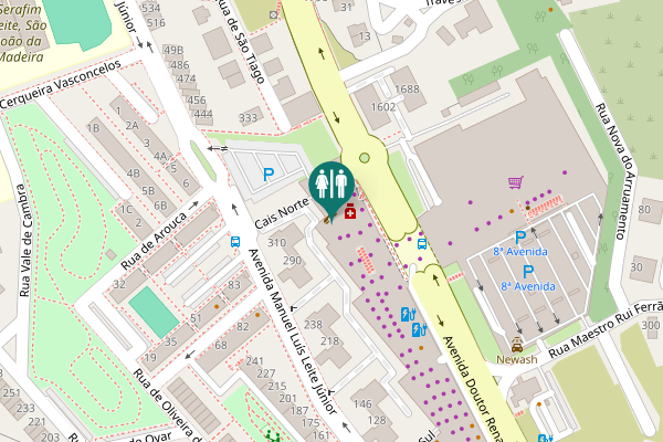Map showing location of Avenida Doutor Renato Araújo Toilet