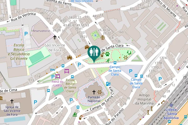 Map showing location of Campo de Santa Clara 200C Toilet