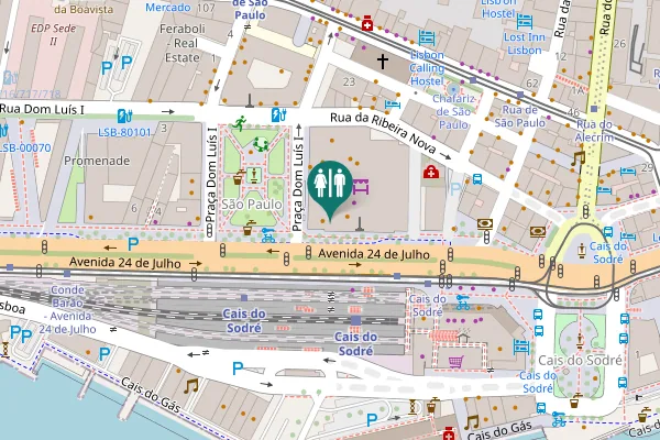Map showing location of Avenida 24 de Julho 49 Toilet