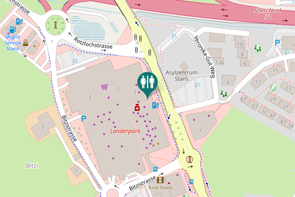 Map showing location of Bitzistrasse 2 Toilet