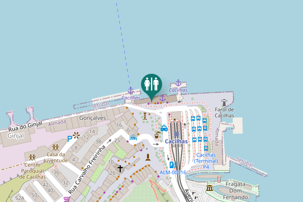 Map showing location of Almada Toilet