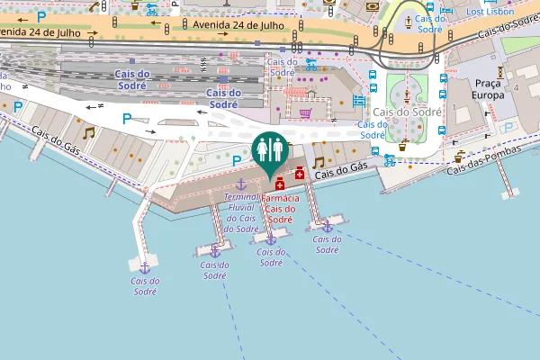 Map showing location of Rua da Cintura do Porto de Lisboa Toilet