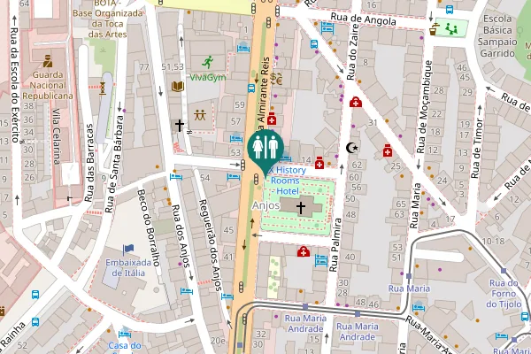 Map showing location of Rua Álvaro Coutinho 32-36 Toilet