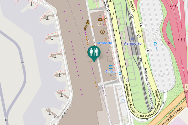 Map showing location of Avenida de Pedras Rubras Toilet