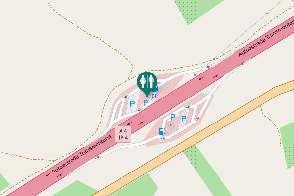 Map showing location of Autoestrada Transmontana Toilet