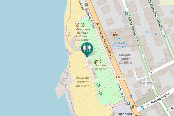 Map showing location of Ciclovia da Foz Toilet
