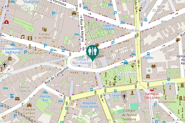 Map showing location of Parque de Estacionamento dos Poveiros