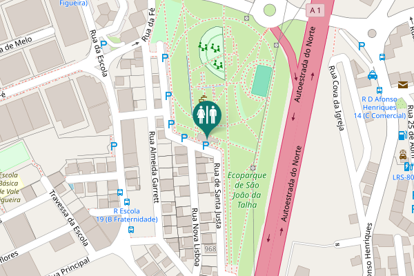 Map showing location of Rua de Santa Justa Toilet