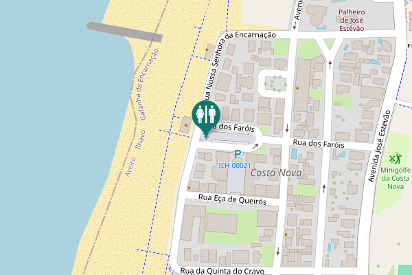 Map showing location of Costa Nova Toilet
