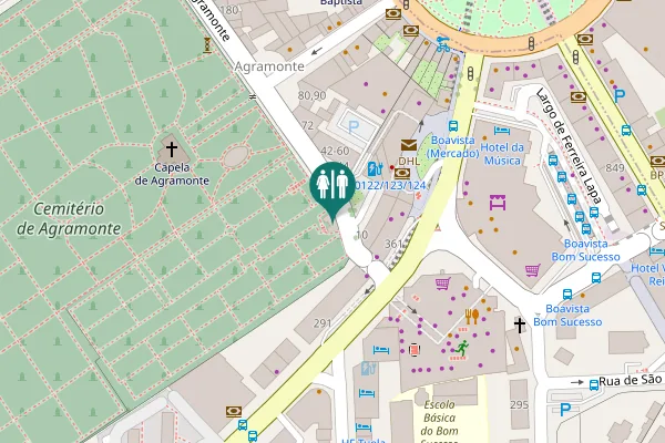 Map showing location of Rua de Agramonte Toilet