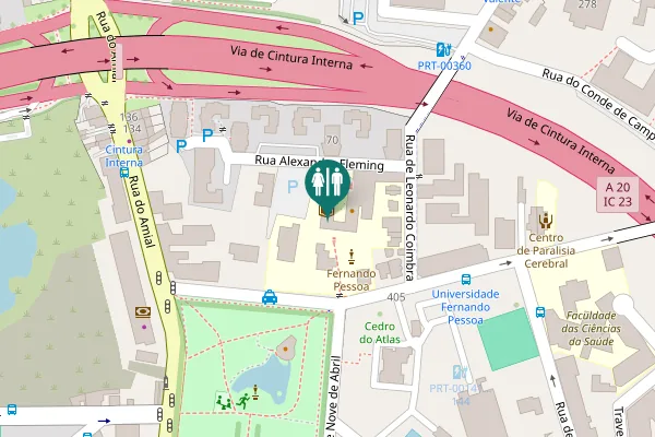 Map showing location of Praça de Nove de Abril 349 Toilet