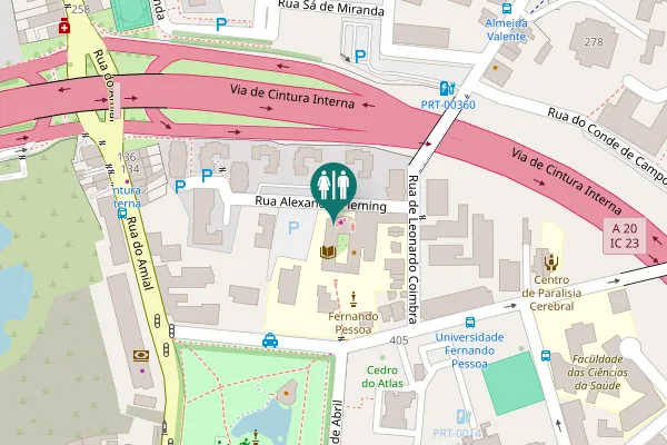 Map showing location of Praça de Nove de Abril 349 Toilet