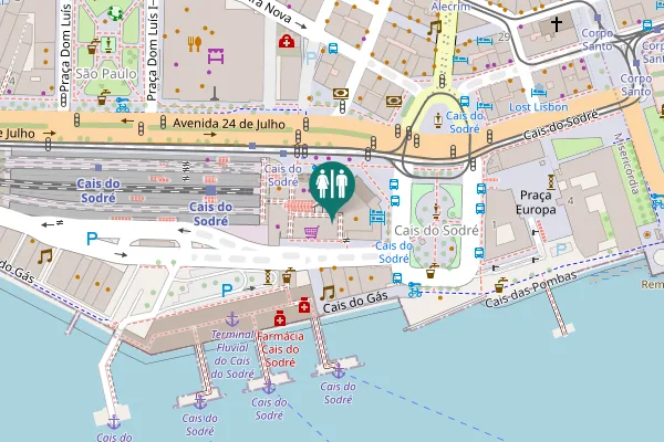 Map showing location of Praça do Duque da Terceira Toilet
