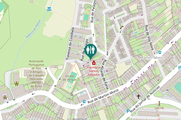 Map showing location of Rua Alcaide de Faria Toilet