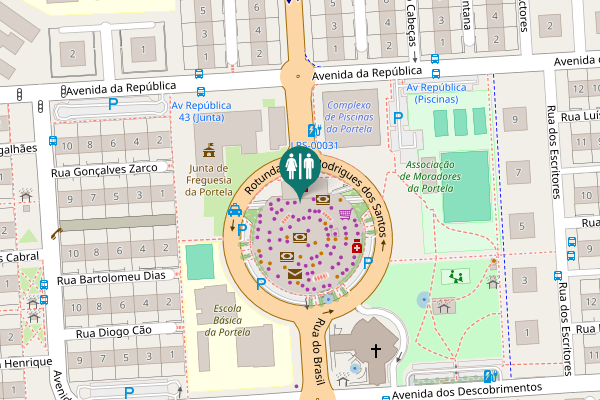 Map showing location of Rotunda Nuno Rodrigues dos Santos Toilet