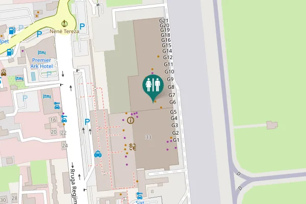 Map showing location of Rruga Regjimentit 33 Toilet