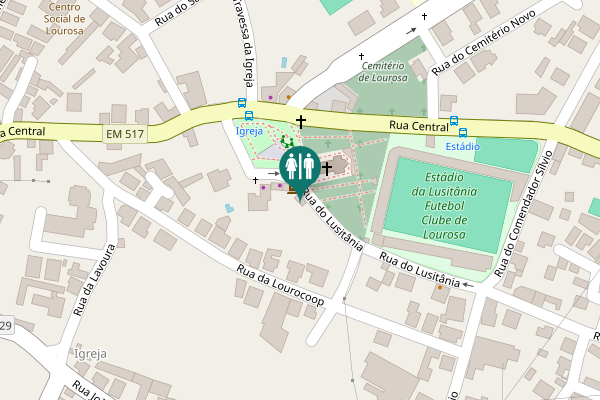 Map showing location of Rua do Lusitânia Toilet