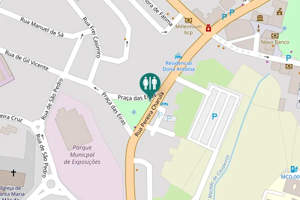 Map showing location of Praça das Eiras Toilet