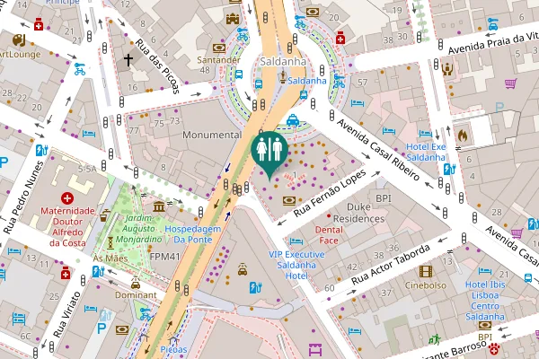 Map showing location of Praça Duque de Saldanha 1 Toilet