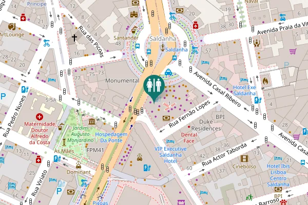 Map showing location of Praça Duque de Saldanha 1 Toilet