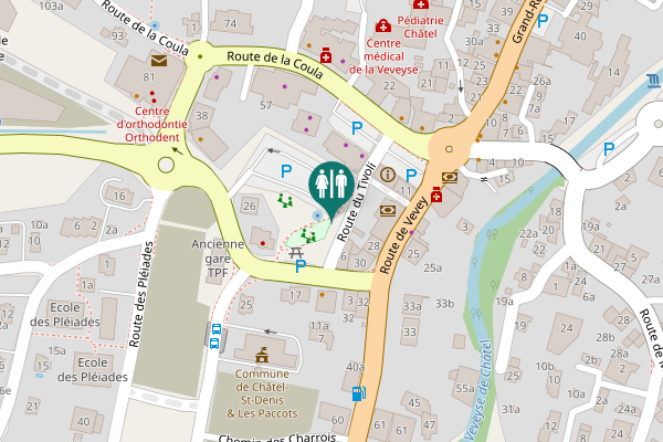 Map showing location of Route du Tivoli 14a Toilet