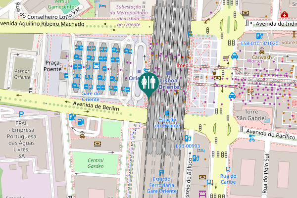 Map showing location of Praça do Oriente Toilet