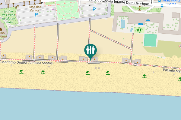 Map showing location of Passeio Marítimo Doutor Almeida Santos Toilet